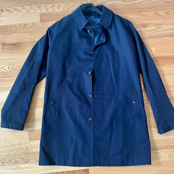 FRED PERRY Navy Lightweight Trench Coat 40" Medium - Picture 1 of 6